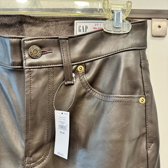 GAP Brown Leather Straight Leg Pants - Picture 5 of 11